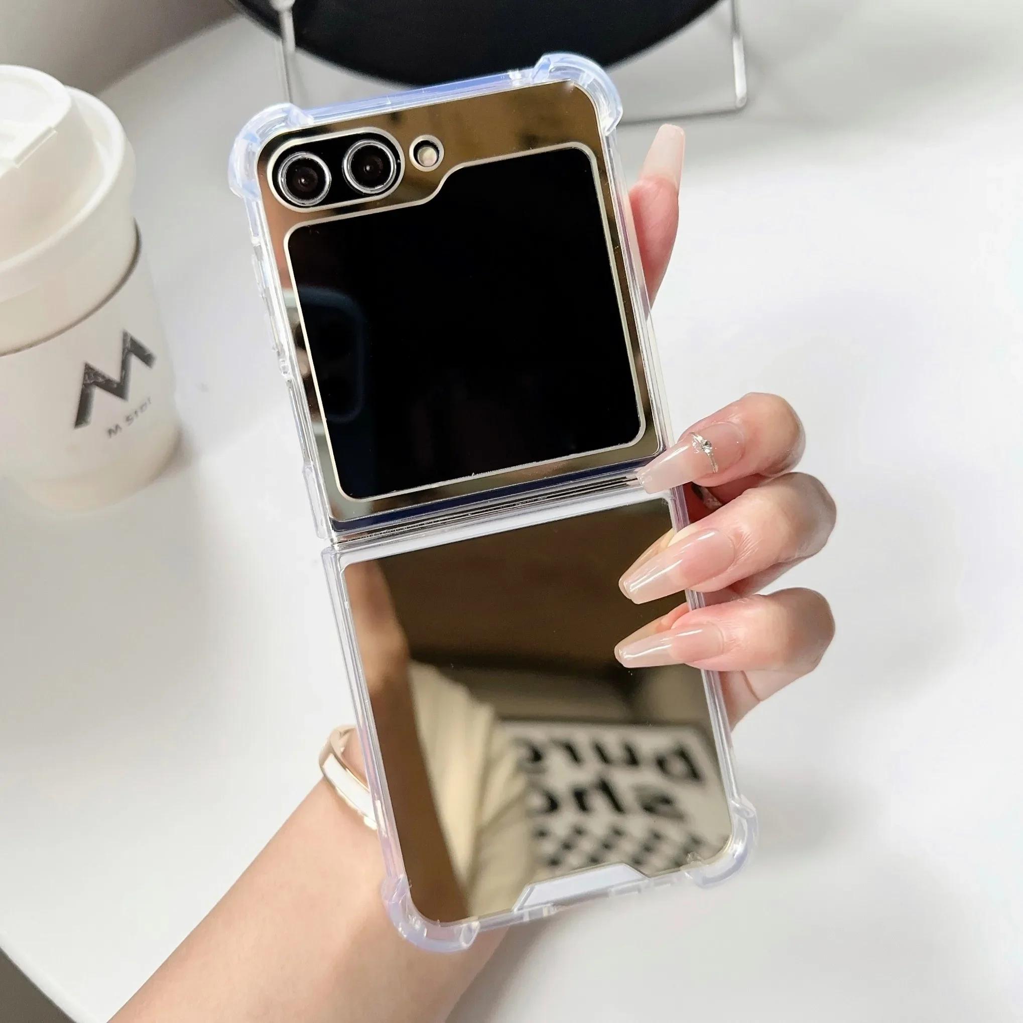 

Fashion Make Up Mirror Hard Case for Samsung Galaxy Z Flip 6 5 4 3 7 Ultra Slim Bumper Shockproof Cover for Samsung Z Flip6 for Samsung Z Flip 7
