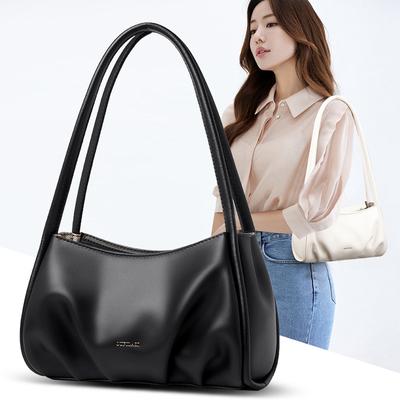 Temperamento Bolsa de Ombro Cor Sólida Couro Bolsa de Axila Feminino Simples Atmosfera Mão Transporte Bolsa de Trabalho Axila