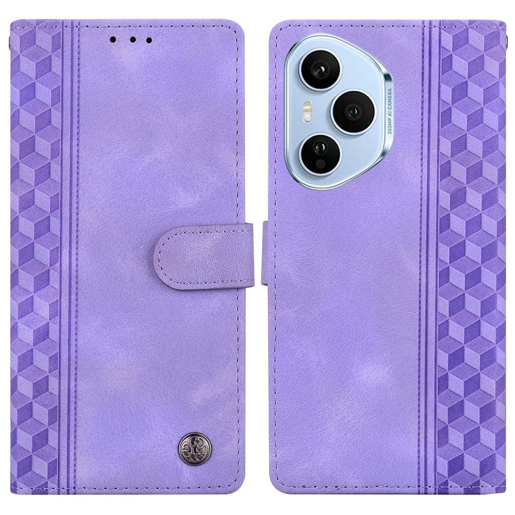 Pro Honor 400 Pro 5G (Globální) Kožené pouzdro s ražbou šachovnicového vzoru Peněženka Stojánek Vyklápěcí kryt na telefon