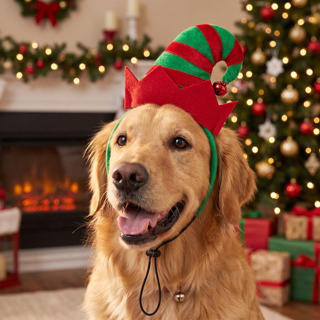 Christmas Dog Hat for Small and Medium Dogs with Cute Holiday Design