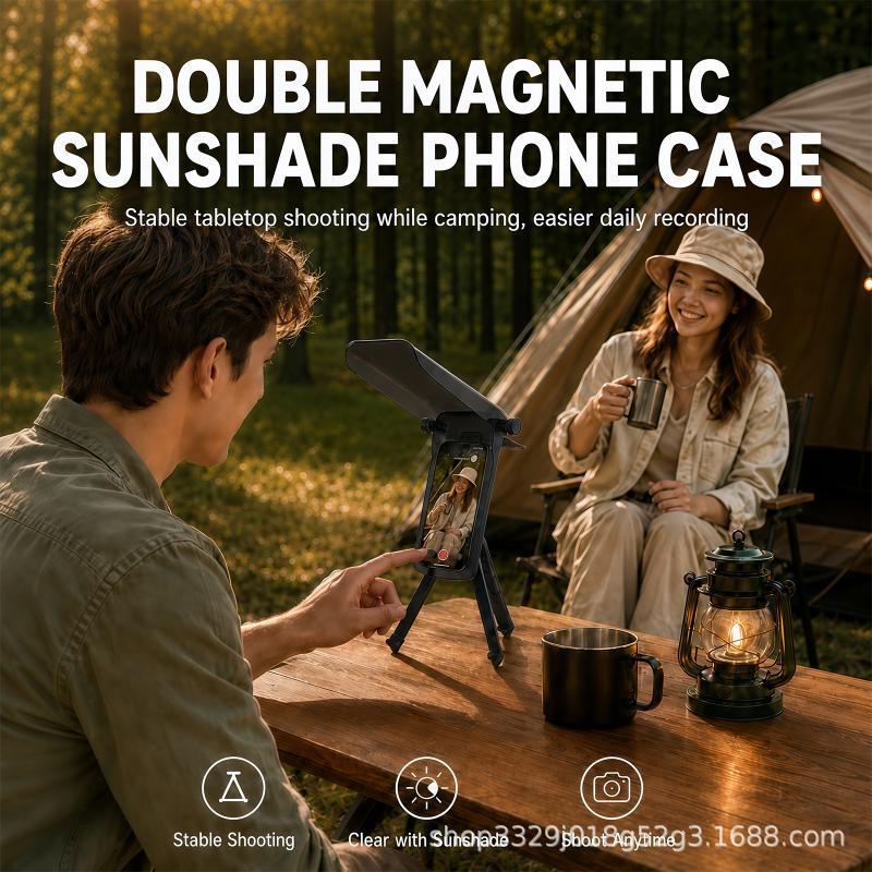 Mobile Phone Rain & Sun Cover Anti-reflective Foldable 360° Rotatable for Outdoor Delivery Rider Phone