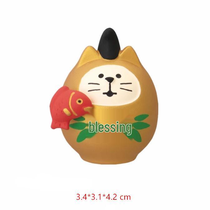 Japanese New Year Horse Zodiac Miniature: Cat Zakka Resin Craft Desktop Ornament