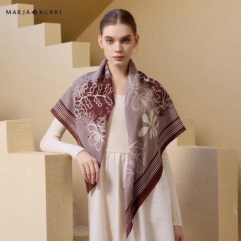 MARJA KURKI Fine-Spun Wool "Dusk Garden" Printed Scarf