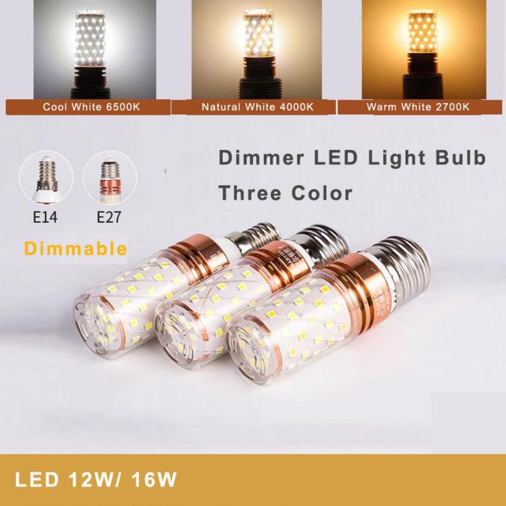 Led Corn Bulb Three-color Light E27 E14 Small Screw 12W 14W 16W 18W Corn Light Candle Bulb Household Chandelier