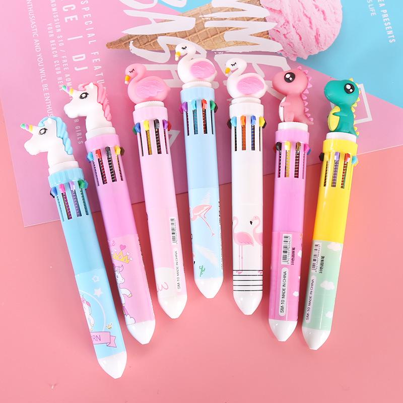 Adorable Multi-Color Korean Dinosaur Ballpoint Pen, 0.5mm Black Ink