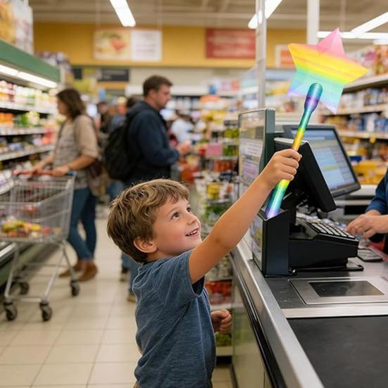 14-Inch 3D Printed Tap to Pay Star Wand Contactless Payment Universal NFC Credit Card Holder Plastic Star Shape Wand Toy