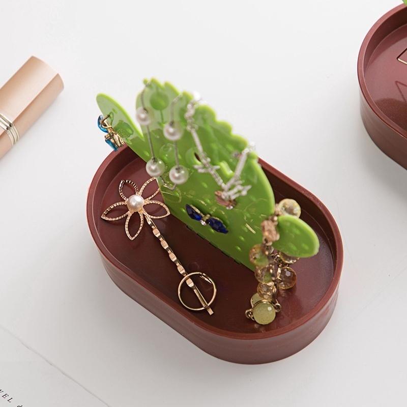 1 Stück Kunststoff Kaktusform Ohrringe Ringe Halter Aufhänger Armband Schmuck Organizer Präsentationsständer Aufbewahrungsregal für Mädchen Frauen