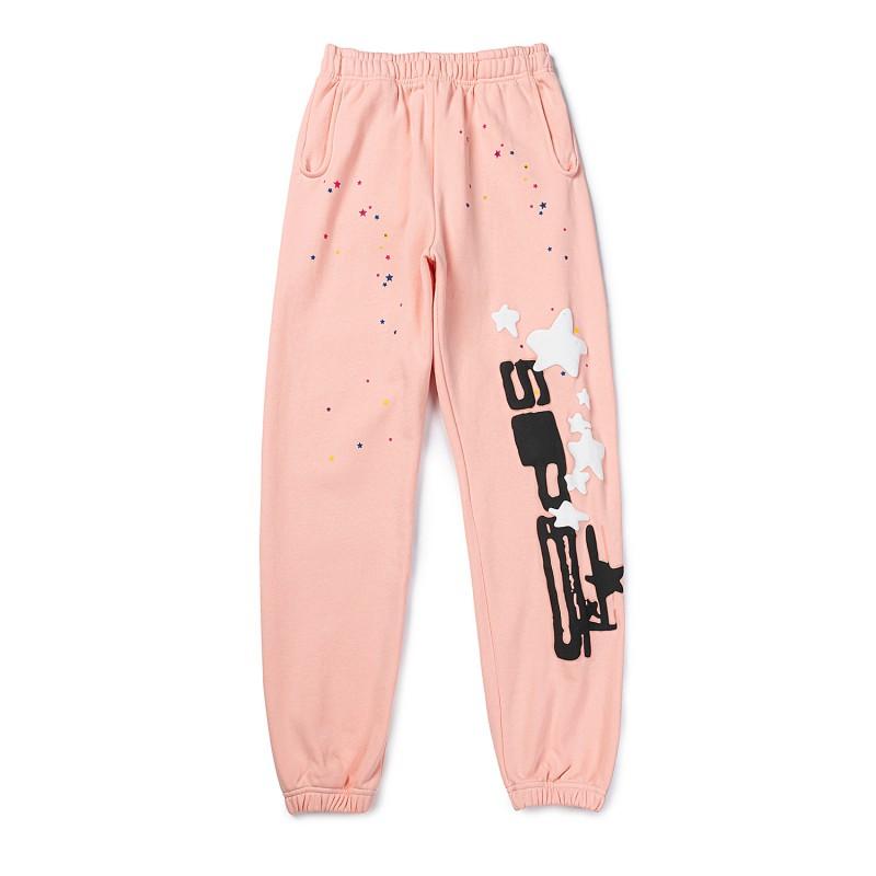 Sp5der Star Spider Foamed Letter Print Fleece Lined Hoodie Pants Set Teens Casual Streetwear Outfit