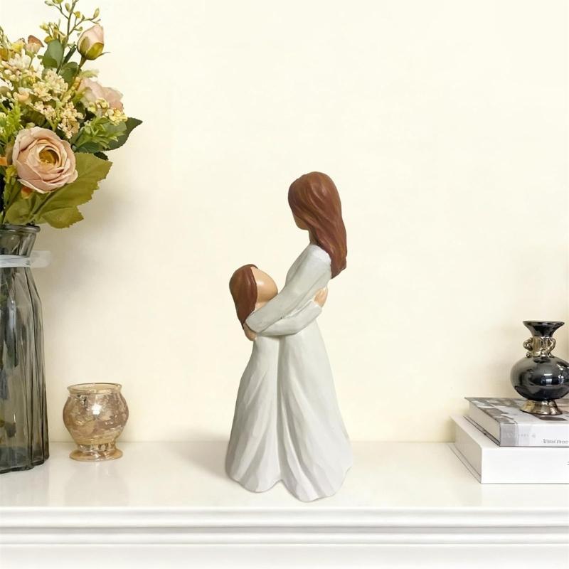 Mother Daughter Figurines Mother Daughter Hugging Statues for Bedroom Desktop Shelf Decors Mother Day Birthday Gift