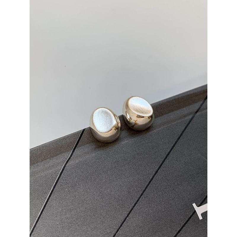 Sterling Silver Needle Fashion Niche Normcore Bag Design Shaped Metal Brushed Water Drop Beanie Earrings Fancy Ear Studs