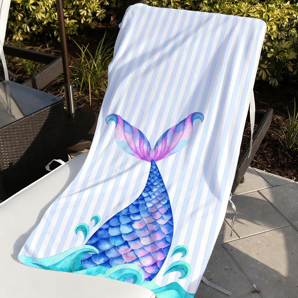 Mermaid Tail Dreamlike Fairytale Cartoon Quick Drying Beach Towels Are Suitable For Swimming Pools Camping Yoga And The Gym