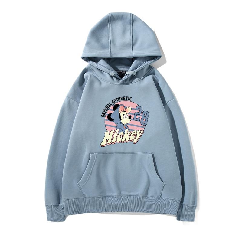 2024 Spring and Autumn Mickey Minnie Disney hoodie for male and female couples, parent-child cartoon print loose hooded clothes