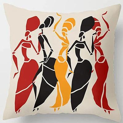 Home Decor African Women's Figures Decorative Pillow Covers Pattern Cushion Cover Suitable for Sofa Bedroom Car Pillow Cover