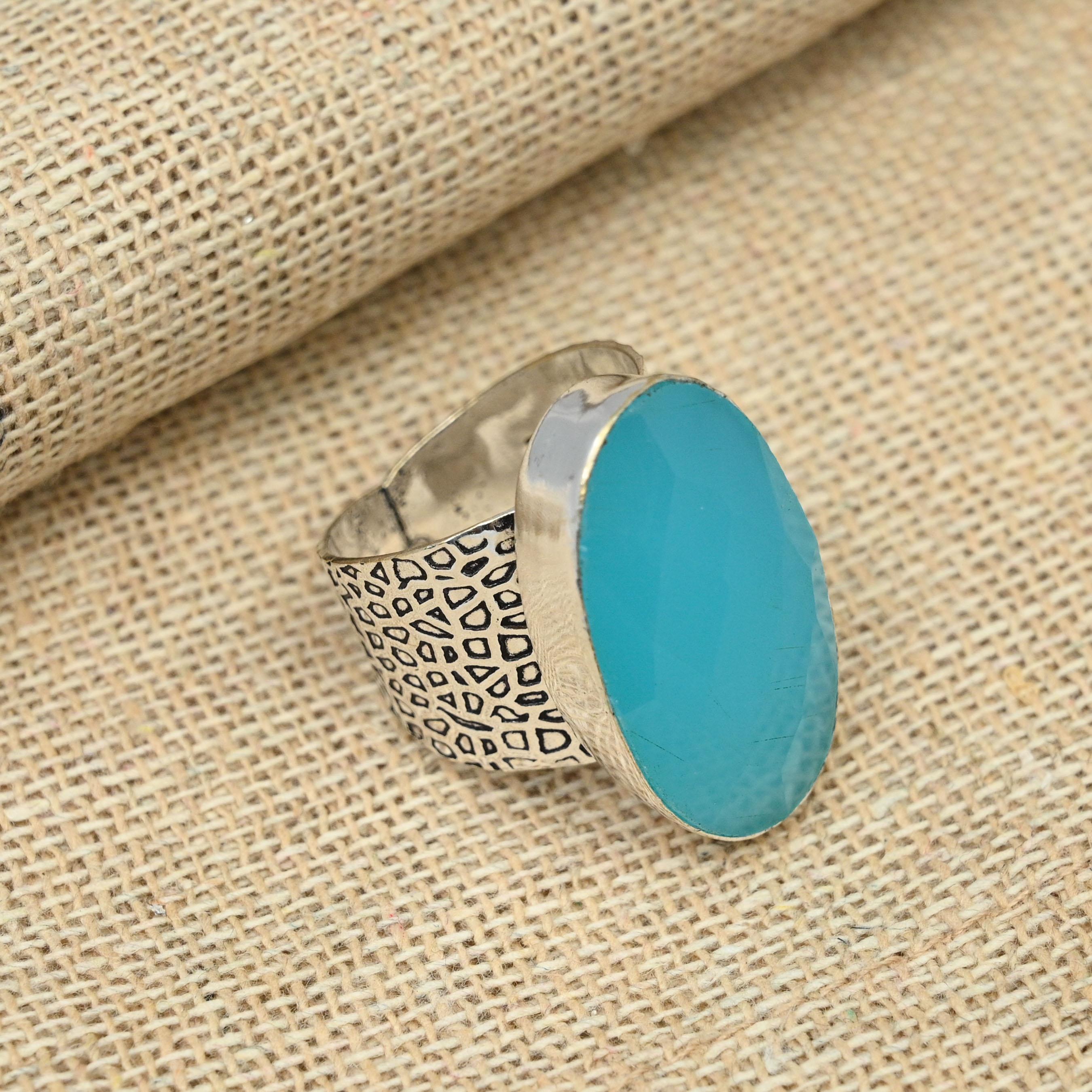 

Ювелирные изделия из стерлингового серебра 925 пробы с синим халцедоном и драгоценным камнем овальной формы, кольцо ручной работы 9 синий