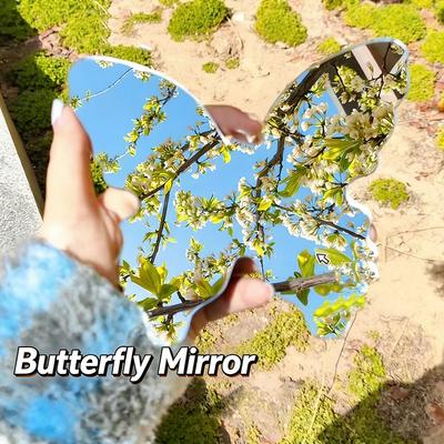 Travel Selfie Convex Mirror Photography Props Decorative Butterfly Shaped Hand Mirrors Portable Girls' Makeup Mirrors