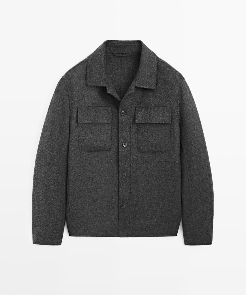 Massimo Dutti Wool Blend Overshirt With Pocket Details
