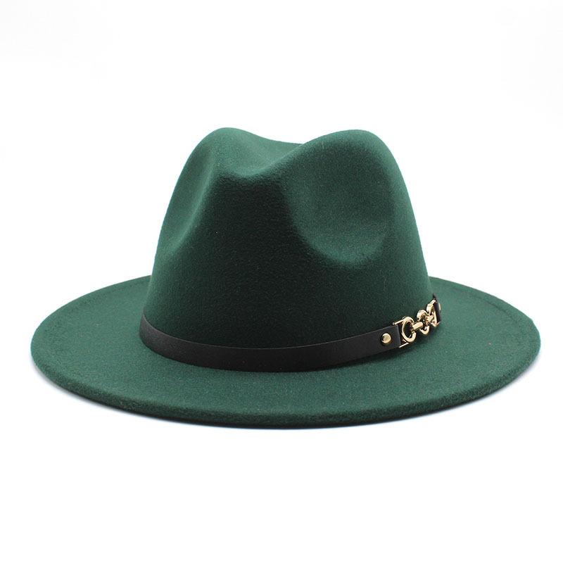 Flat Edge Woolen Top Hat, Belt Buckle, Big-Brimmed Felt Hat, Plain Weave Top Hat