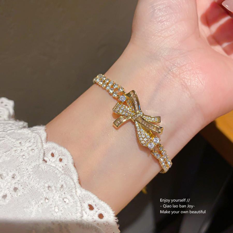 Fashion Zircon Double Layer Butterfly Charm Bracelet For Women Gift Wefare