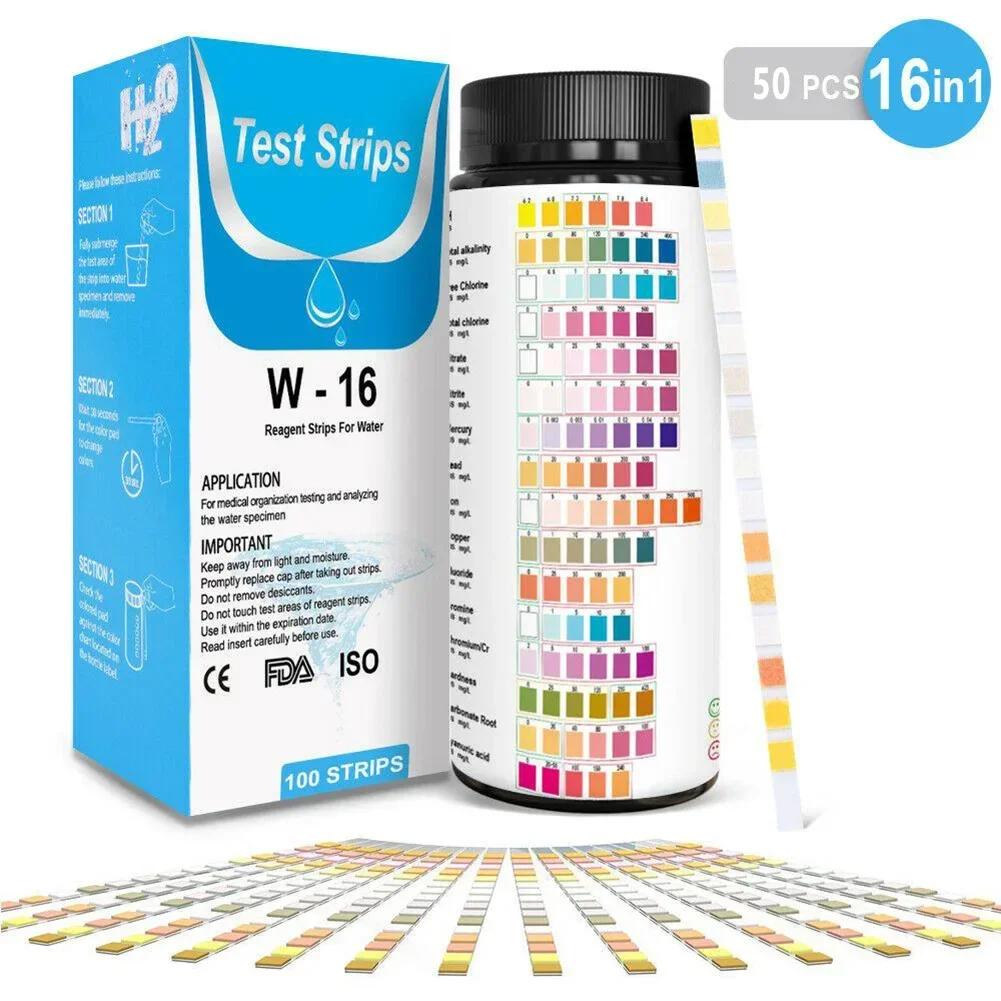 

16 In 1 Drinking Water Test Kit Testing Strips For Hardness Chlorine Fluoride Trace Heavy Metals PH Balance Test Aquarium Water