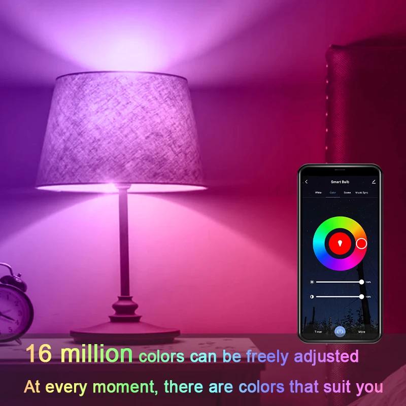 Tuya WiFi Smart LED Bulb E27 RGBCW 16 million colors music sync timer & group control controlled via Smart Life APP AC 85-265V