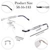RSINC Rimless Frame Spectacle Eyeglass Metal Cup Durable Frames TS250 56-16-143 C5 BR 3 (Silver Blue) FR Silver Blue TS250 C5 | BR 3