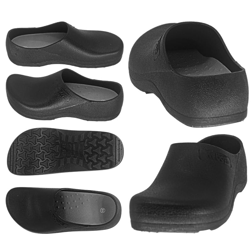 Kintarila Chef Shoes, Black, Kitchen Clogs, Non-Slip, Waterproof, PVC Resin, for Men and Women, S076 (Black, 40cm, 25.0cm)