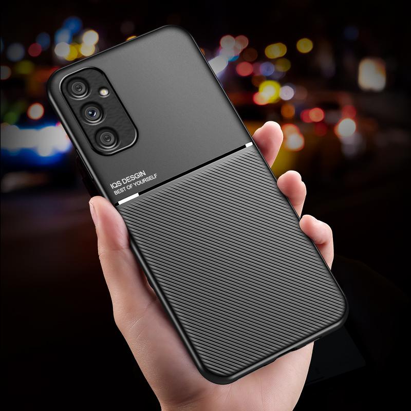 For Samsung Galaxy A34 5G Case Leather Texture Car Magnet Holder Phone Case For Samsung A34 5G A 34 SM-A346B Silicone Back Cover