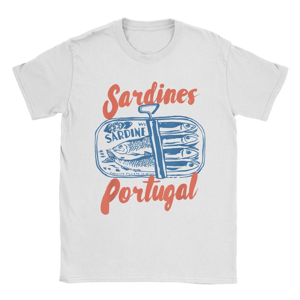 Les Sardines Tinned Fish Graphic T-Shirts for Men Fisherman Vintage Pure Cotton Tee Shirt Short Sleeve T Shirts 4XL 5XL Clothes