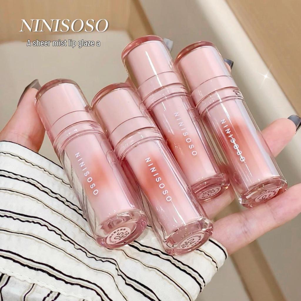 NINISOSO Tulle Mist Dot Soft Matte Lip Glaze - Pigmented Low Saturation Summer Light Makeup Lip Mud.