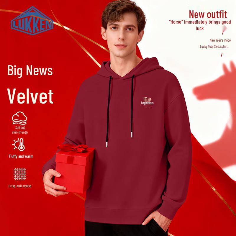 

LUKKEN Men s 2026 Year of the Horse New Year Fleece Lined Hooded Sweatshirt S