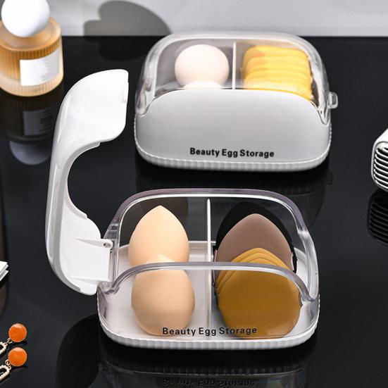Makeup Sponge Case Portable Dustproof Cosmetic Egg Storage Box Transparent