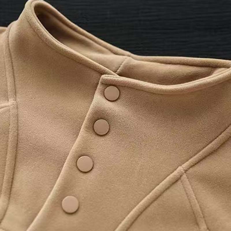 Sweatshirt for Women Autumn Winter Thickened Warm Stretchy Long Sleeve Oversize Solid Color Half-high Collar Tops
