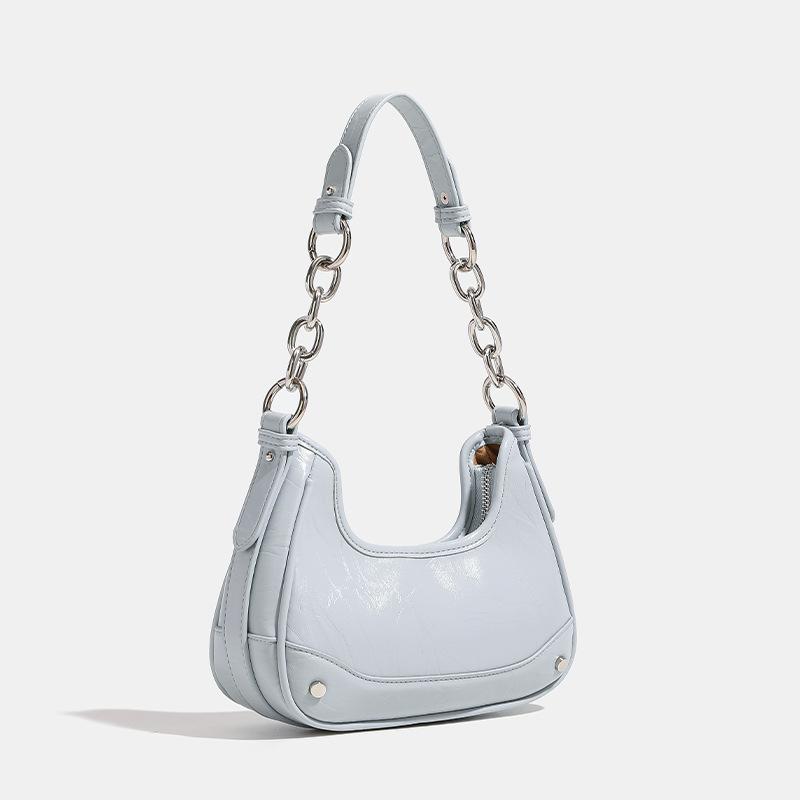 Charm Magnetic Field Niche Chain Denim Armpit Bag New High-end Style Spicy Girl Style Silver Shoulder Crossbody Bag