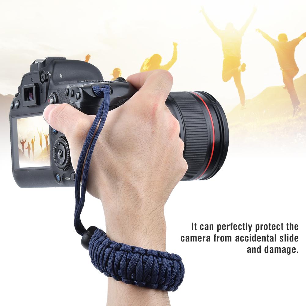 Large Size Camera Lanyard Weave Strap Anti Lost Anti Broken Digital Camera Wrist Band(Blue )
