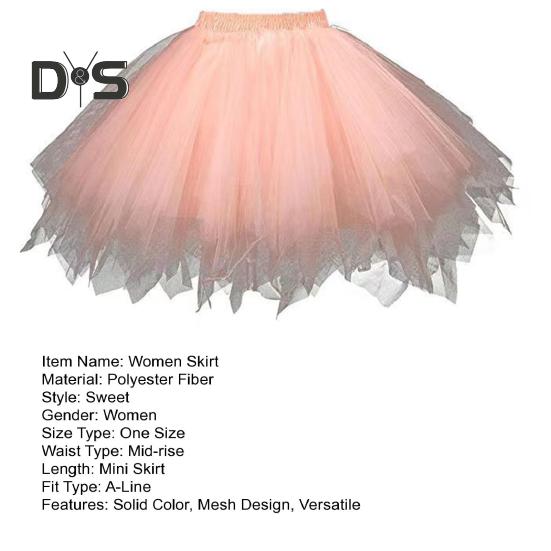 Women Tulle Skirt 50s Tutu Petticoat Elastic Waist Short Ballet Crinoline Petticoat Carnival Costume Underskirt