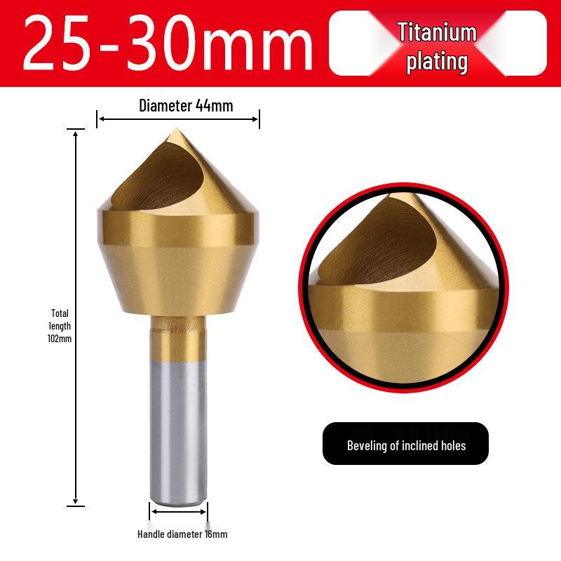 90° Straight Shank Oblique Hole Chamfering Tool with Titanium Cobalt-Plated Stainless Steel Drill Bit for Aluminum Alloy Deburring.