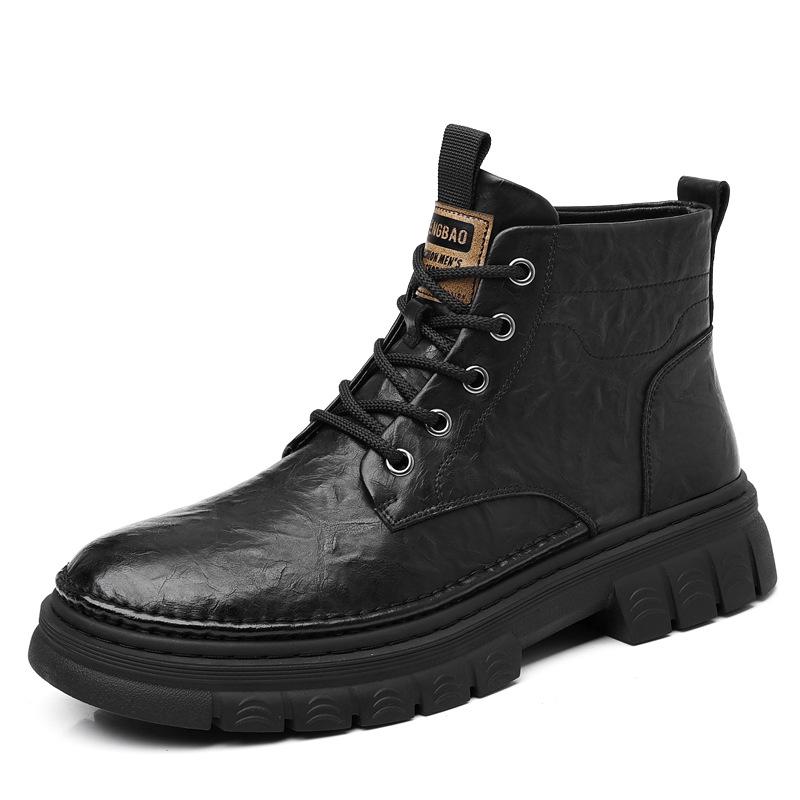 Martin boots men's shoes autumn and winter velvet high-top tooling cotton boots British casual men's boots