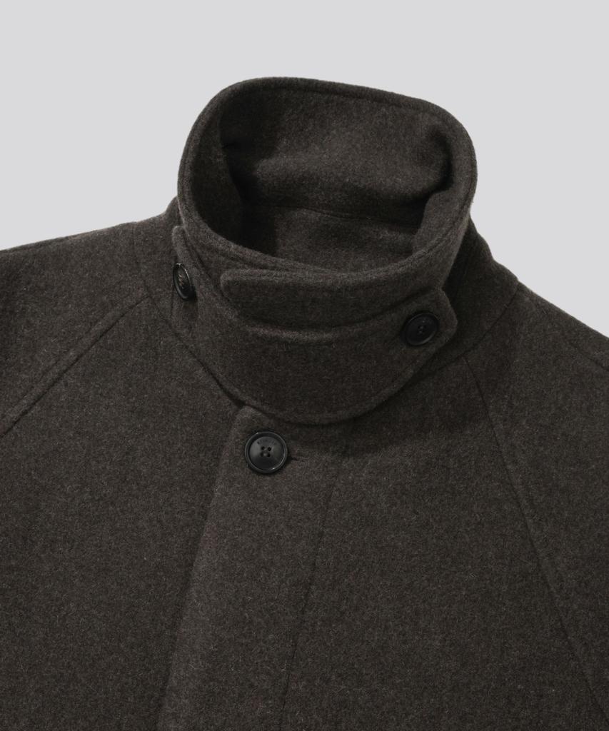 KIIMUIR [Drape Wool] Cashmere Blend Semi-Overfit Balmacaan Coat_Brown