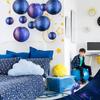 Hortsun 20 Pieces Galaxy Print Paper Lanterns Chinese Japanese Lanterns Space Themed Hanging Paper Decoration Ceiling Decor Galaxy Themed Party