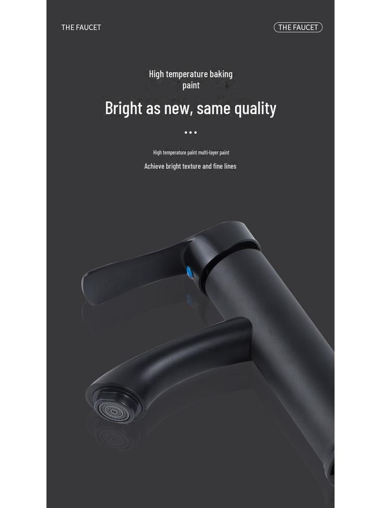 Black Electroplated Single-Hole Hot & Cold Bathroom Basin Faucet