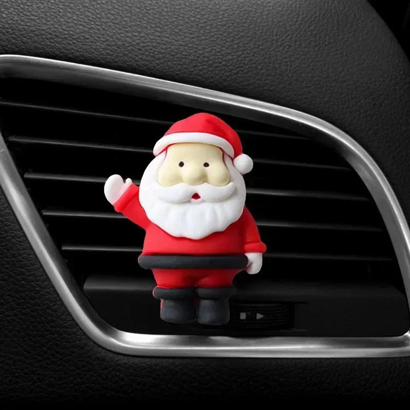 Christmas Santa Claus & Elk Car Air Vent Clip, 3D Resin Aromatherapy Fragrance Ornament, Auto Interior Decoration Accessories