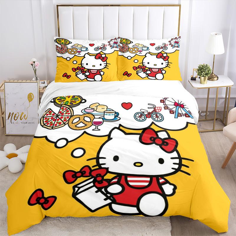 Hello Kitty'S Sweet Dreams Print 3Pcs Bedding Setduvet Cover With 2 Bedropillowcase Home Birthday Gift