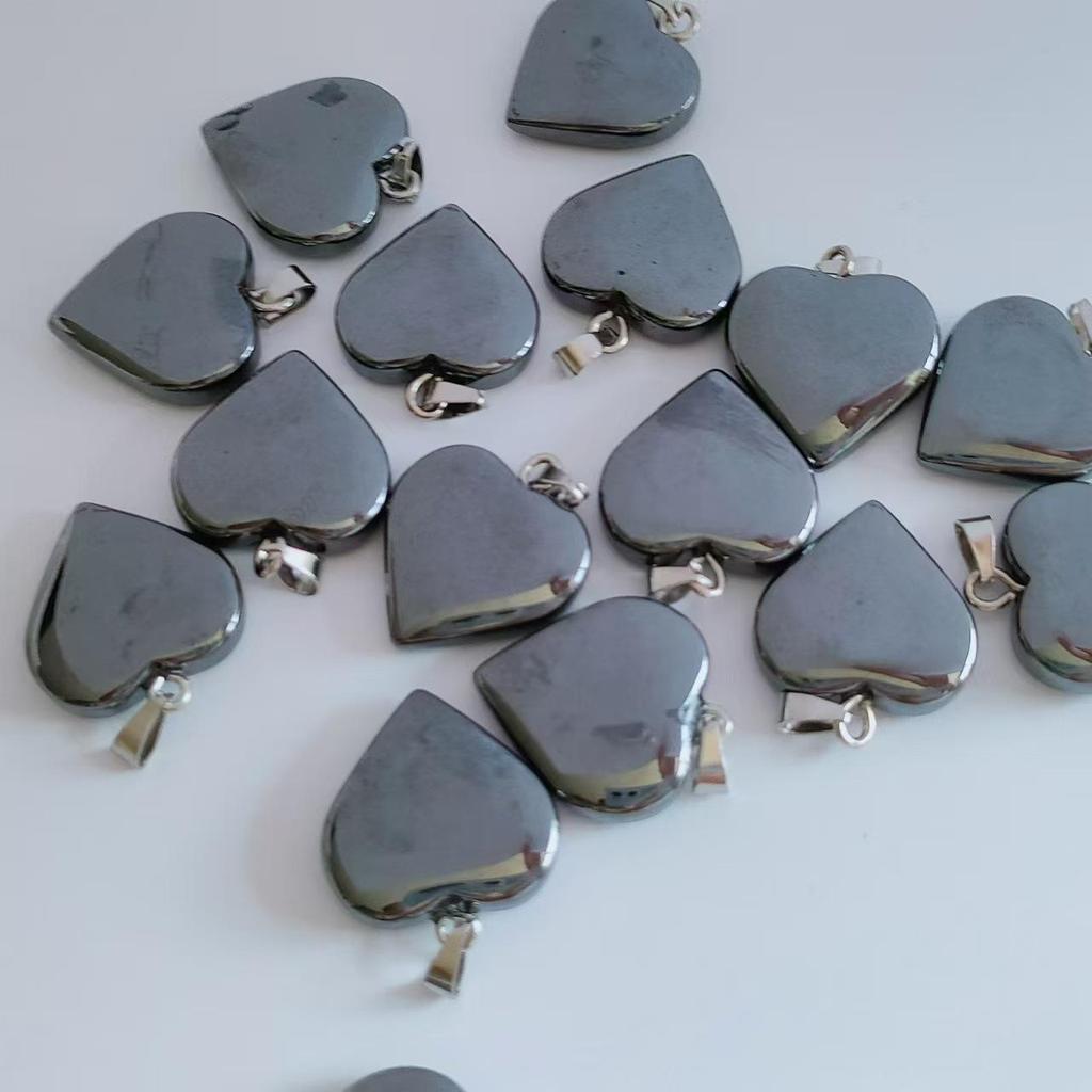 Heart-Shaped Natural Agate Pendant Necklace - 20mm Crystal Stone