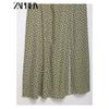 Zaprha 2025 New Arrival Elegance Linen Polka Dot round Neck Camisole Midi Skirt Dress Waist Slim Looking 8008677