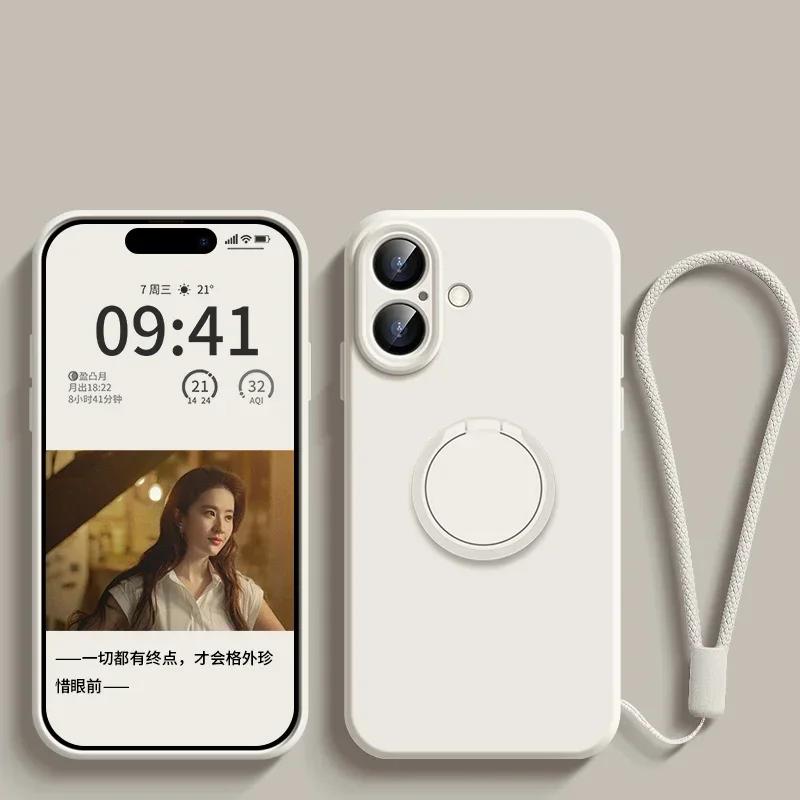Liquid Silicone Ring Stand Magnetic Case for 17 Air 16E 15 14 13 12 11 Pro Max Plus Shockproof Soft Bumper Protectic Case
