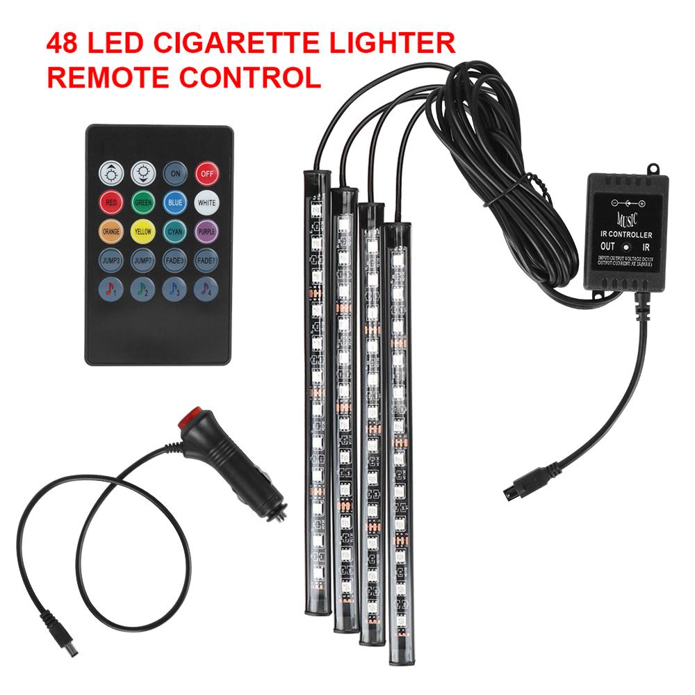 Automotive Interior Decorative Lights LED Car Foot Light 24/36/48/72 LED Atmosphere Lamp Ambient Lamp Remote/Voice Control