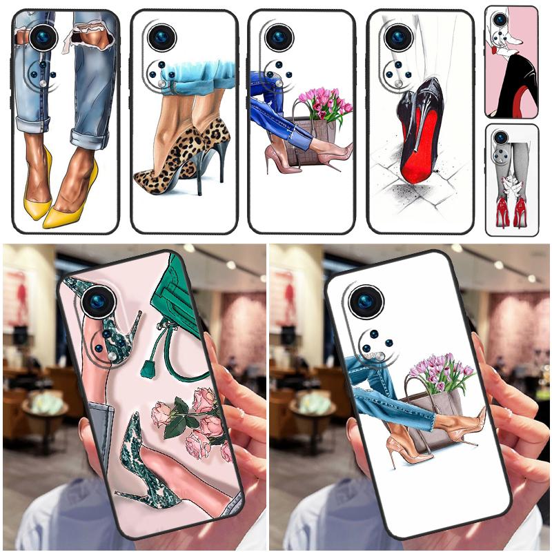 Fashion High Heels Case For Honor 90 50 70 Lite X9b X9a X8b X8a X8 X9 X9c Honor 200 Pro Magic 5 6 7 Lite Cover