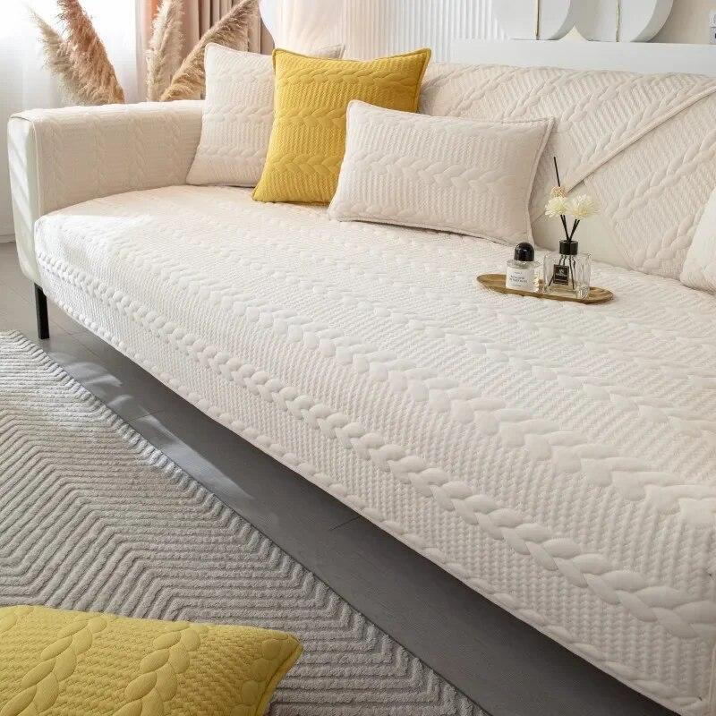 

Зимний однотонный нескользящий чехол для дивана, чехлы для дивана, подушка, защита мебели, толстое сиденье, зимнее однотонное жаккардовое простота 70x70cm 1pcs