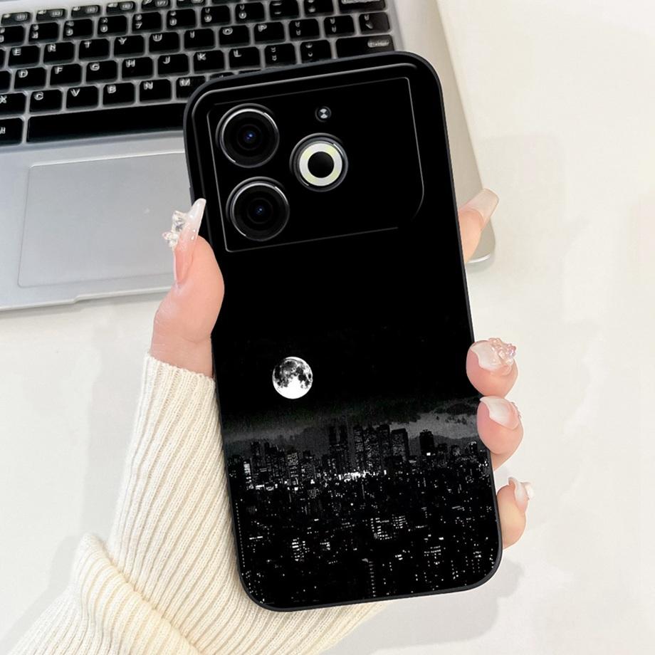 For Tecno Pova 6 Neo Pova6Neo Case Liquid Silicone Soft TPU Back Cover 2024 Fashion Phone Funda Gothic Black Night Bumper