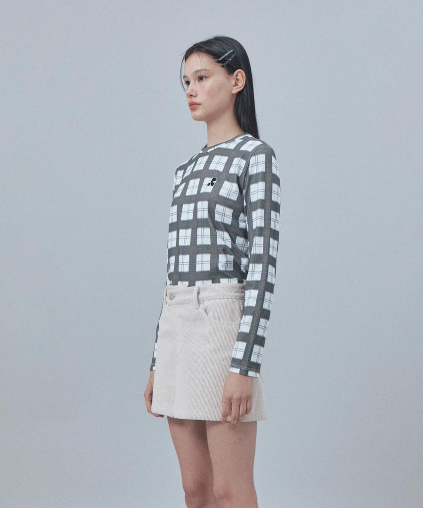 Rest And Recreation Check Pattern Long Sleeve Top - Black